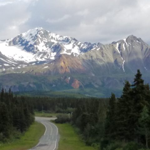 a view of a snow covered mountain